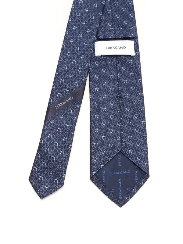 Gancini Pattern Silk Tie - Image 2