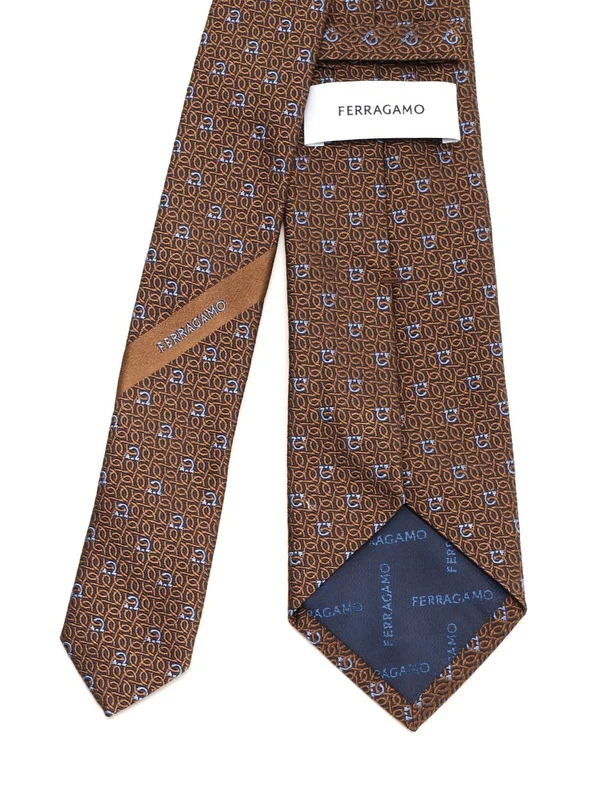 Gancini Pattern Silk Tie - Image 2
