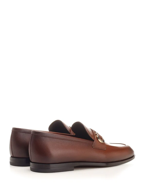 Gancini Embellished Leather Loafers - Image 3