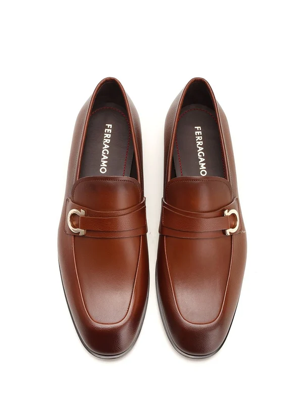 Gancini Embellished Leather Loafers - Image 5