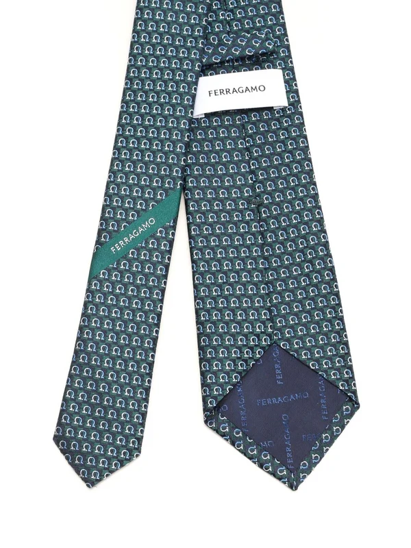 Gancini Pattern Silk Tie - Image 2