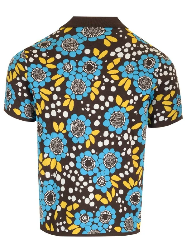Adidas Flower Pattern Knit Polo Shirt - Image 2