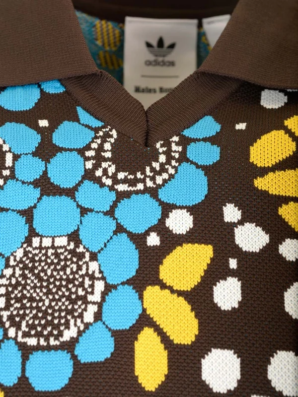 Adidas Flower Pattern Knit Polo Shirt - Image 3