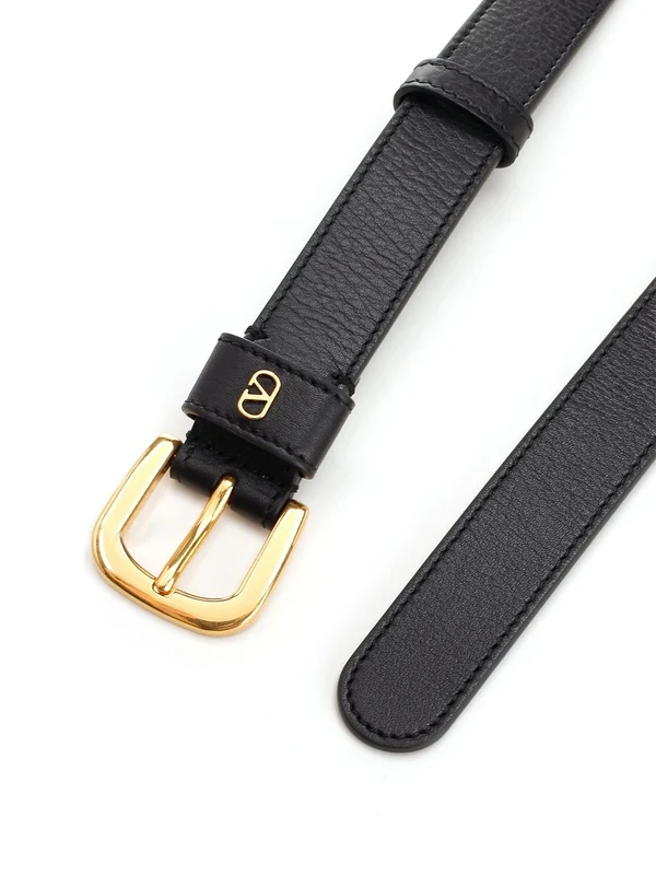 V Logo Detail Leather Belt - Image 2