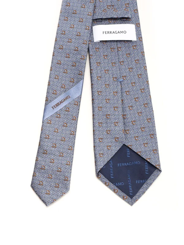 Gancini Pattern Silk Tie - Image 2
