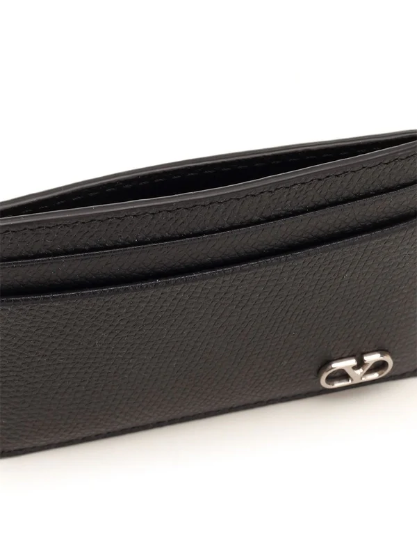 V Logo Signature Leather Card Wallet - Image 4