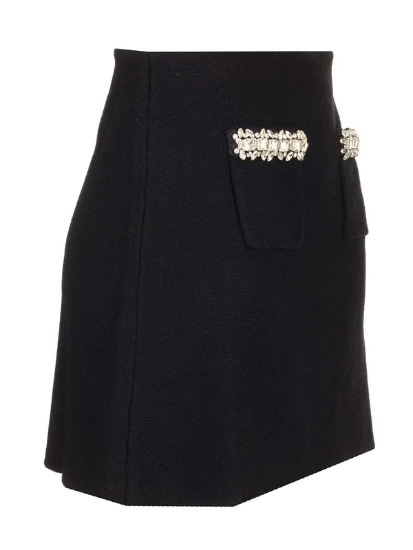 Crystal Embellished Knit Mini Skirt - Image 3