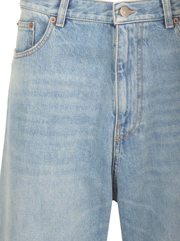 Jacquard Hem Wide Denim Pants - Image 4