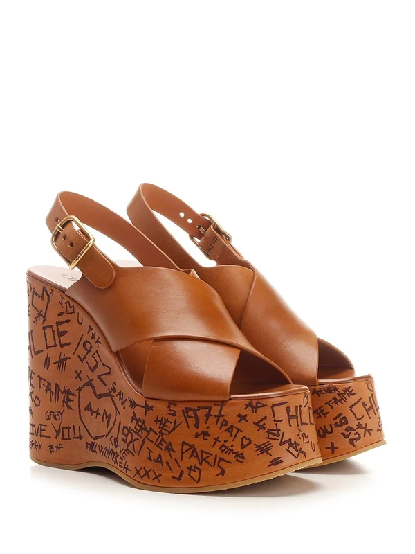 Maxime Leather Wedge Sandals - Image 2