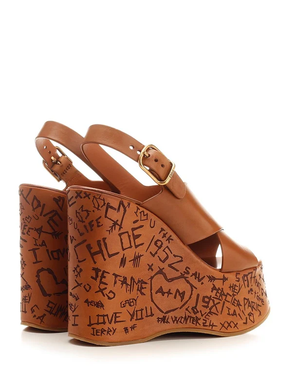 Maxime Leather Wedge Sandals - Image 3