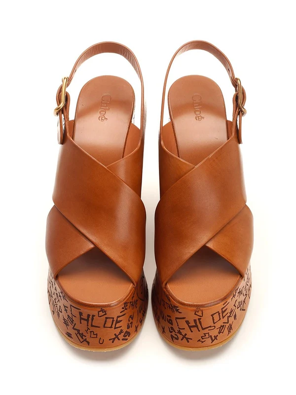 Maxime Leather Wedge Sandals - Image 5