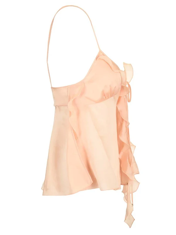 Ruffled Silk Sleeveless Top - Image 3