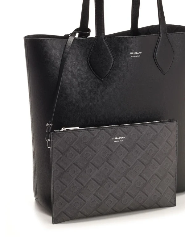 Reversible Logo Leather Tote Bag - Image 5
