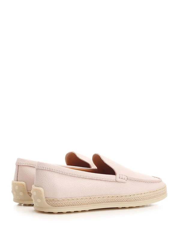 Raffia Detail Leather Loafers - Image 3