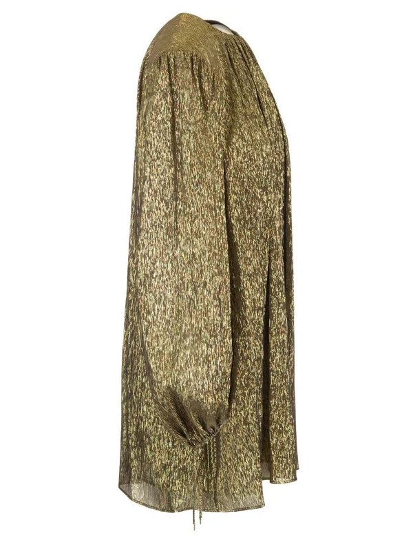Metallic Silk Mini Dress - Image 3