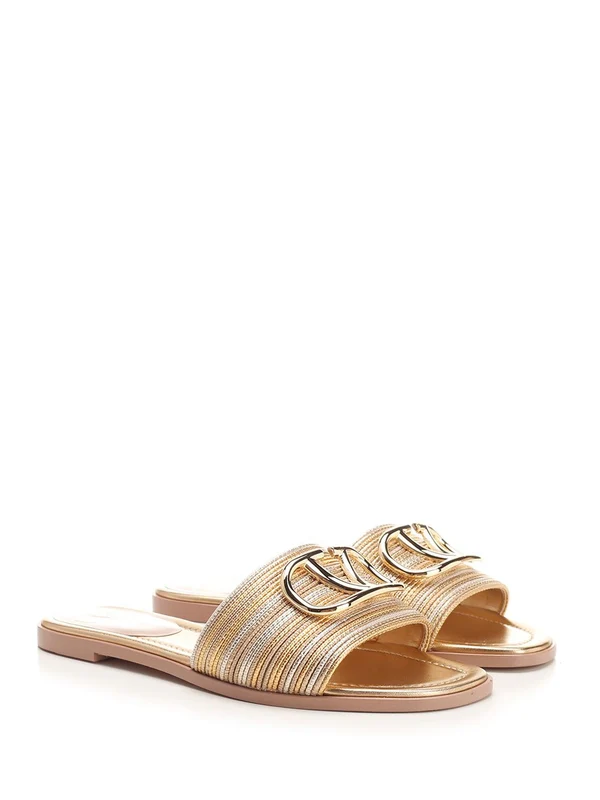 V-logo Leather Slides - Image 2