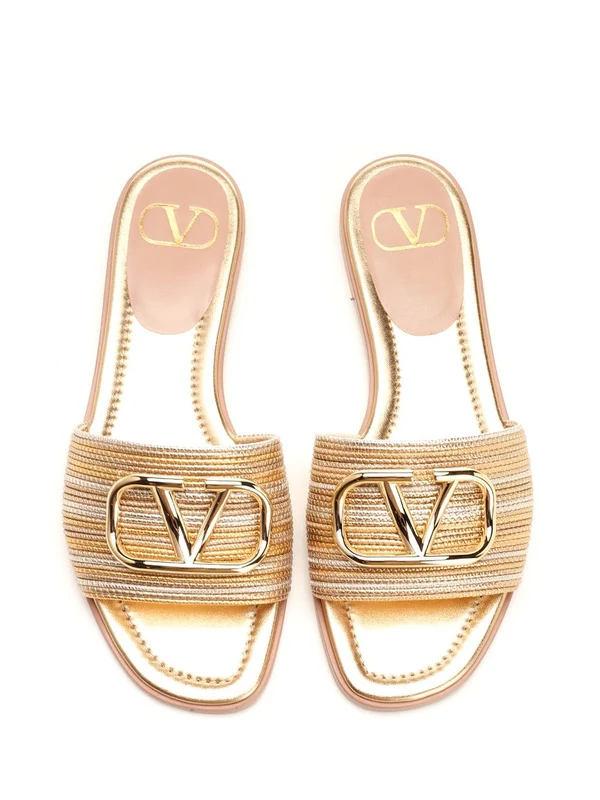 V-logo Leather Slides - Image 5