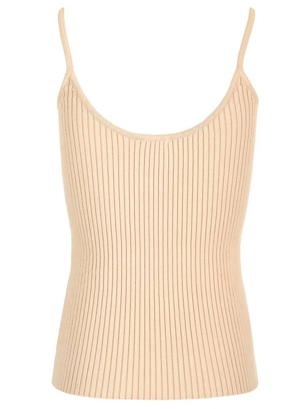 Embroidered Logo Ribbed Sleeveless Top - Image 2
