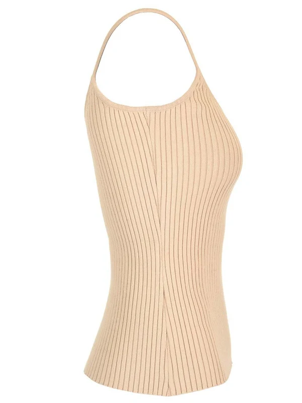 Embroidered Logo Ribbed Sleeveless Top - Image 3