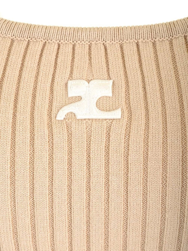 Embroidered Logo Ribbed Sleeveless Top - Image 4
