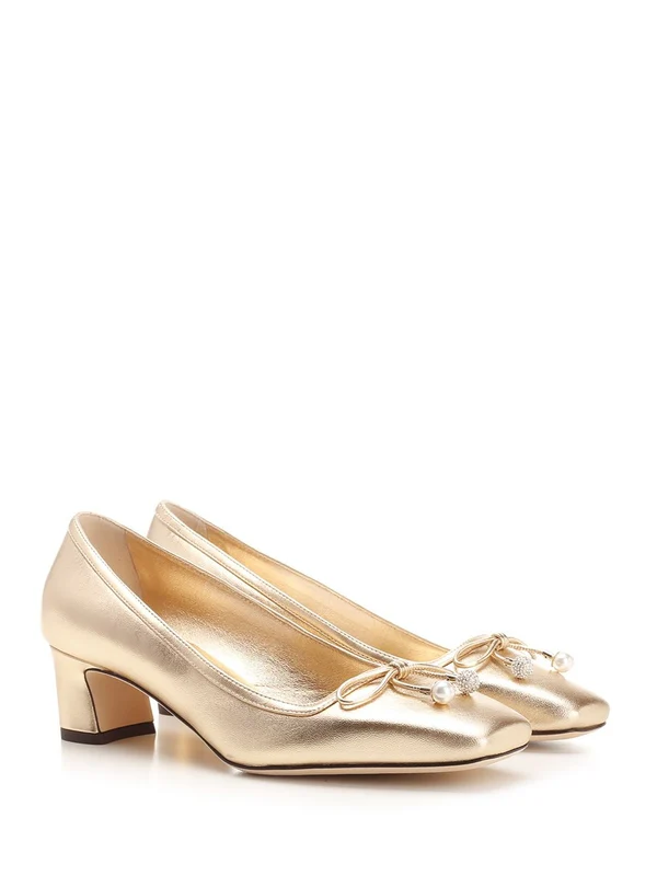 Elme 45 Gold-tone Leather Pumps Heels - Image 2