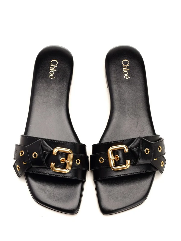 Mae Eyelet Leather Slide - Image 5