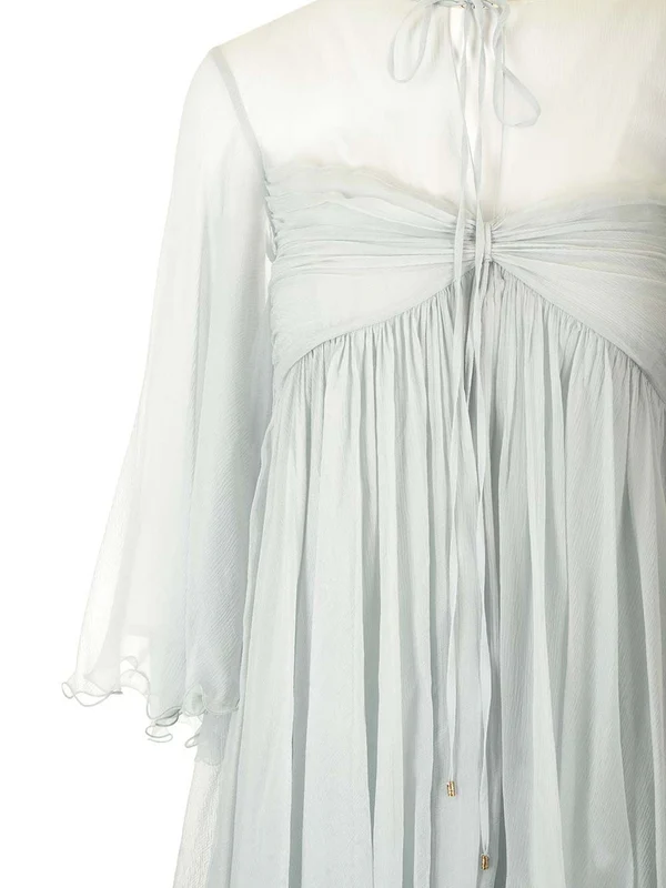 Pleated Silk Mini Dress - Image 3