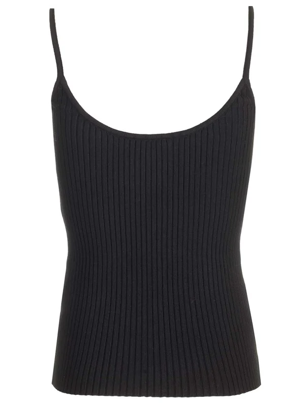 Embroidered Logo Ribbed Sleeveless Top - Image 2