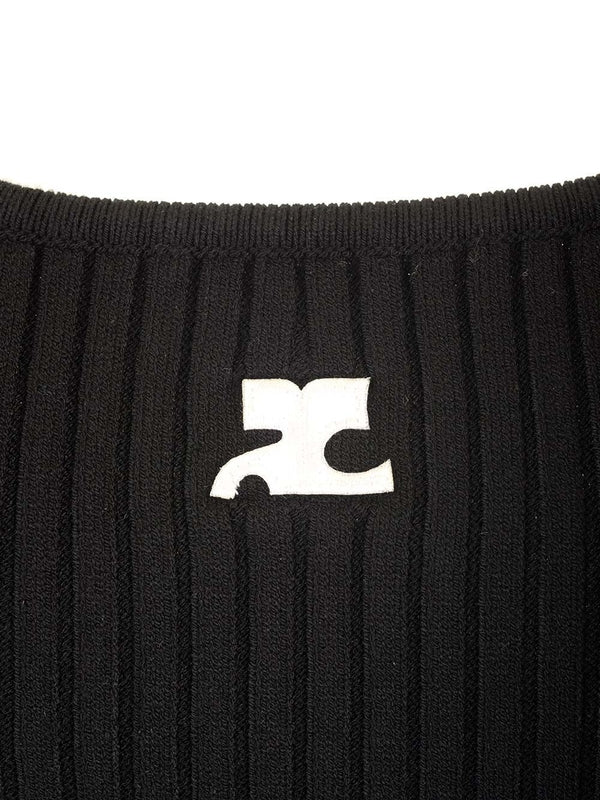Embroidered Logo Ribbed Sleeveless Top - Image 4