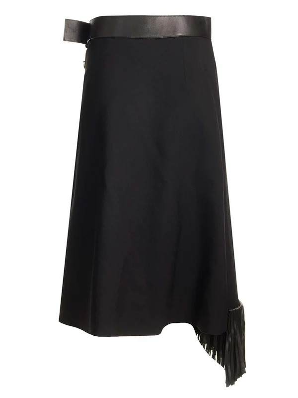 Wool Gabardine Fringed Skirt - Image 2
