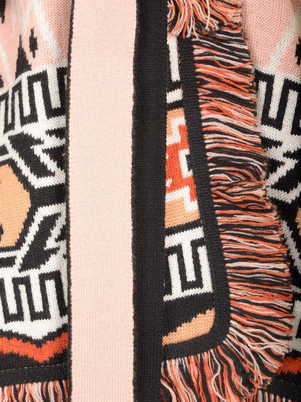 Geometric Roots Jacquard Shawl Collar Wool Cardigan - Image 5