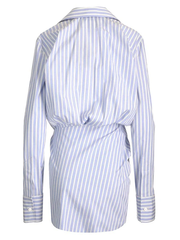V-neck Striped Shirt Dress - Image 2