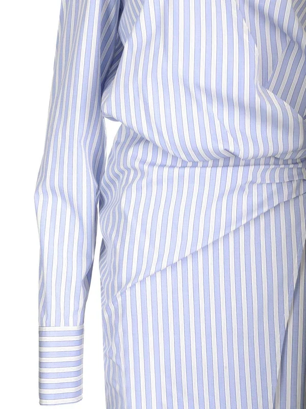 V-neck Striped Shirt Dress - Image 4