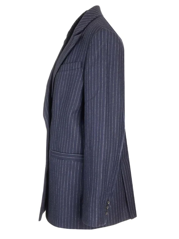 Pinstripe Double Tailored Jacket - Image 3