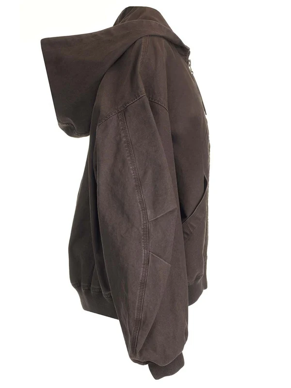 Cotton Gabardine Hoodie Bomber - Image 3