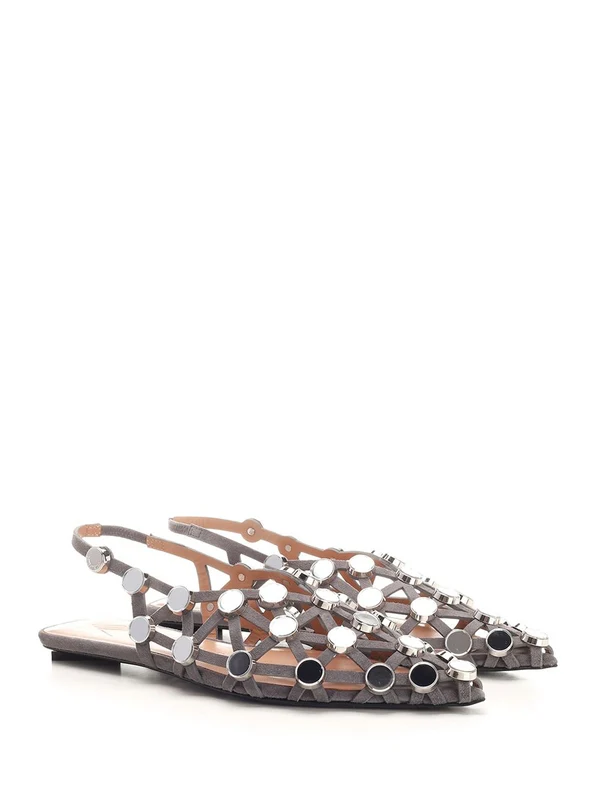 Grid Leather Flat Shoes - Image 2
