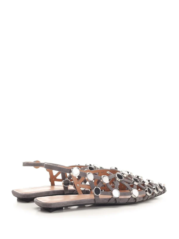 Grid Leather Flat Shoes - Image 3