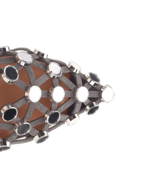 Grid Leather Flat Shoes - Image 4