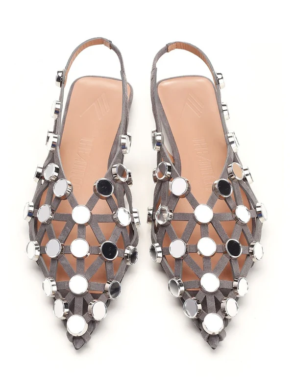Grid Leather Flat Shoes - Image 5