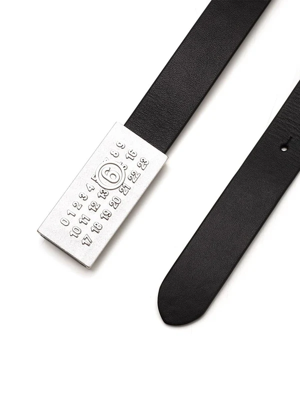 Number Logo Buckle Leather Belt - Image 2