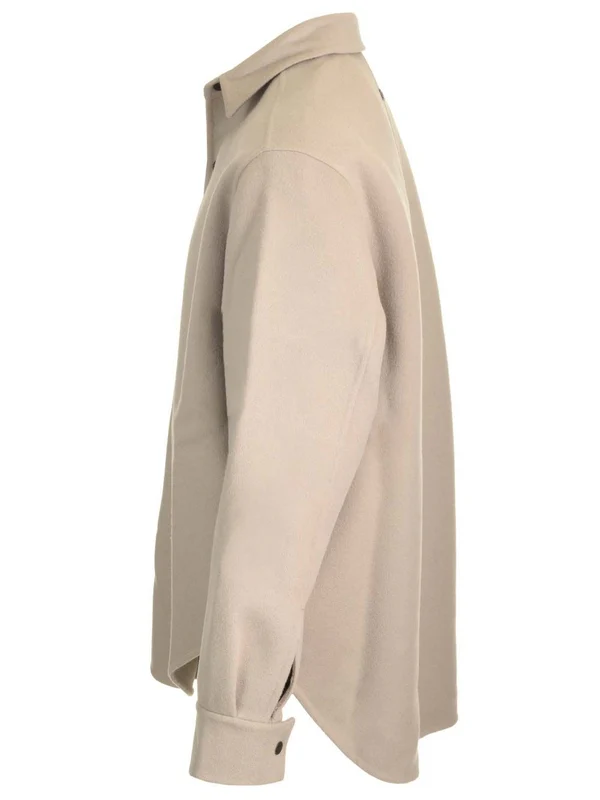 Snap Button Wool Cashmere Shirt - Image 3