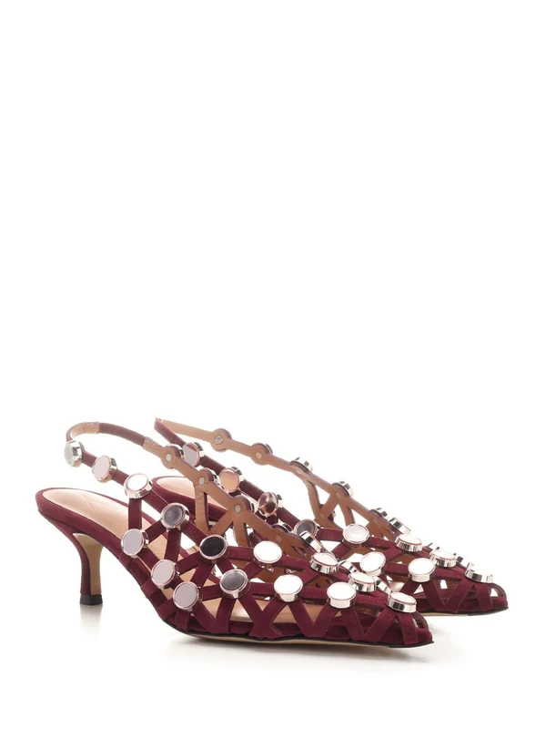 Grid Leather Slingback Heel - Image 2