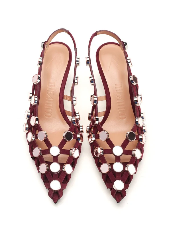 Grid Leather Slingback Heel - Image 5