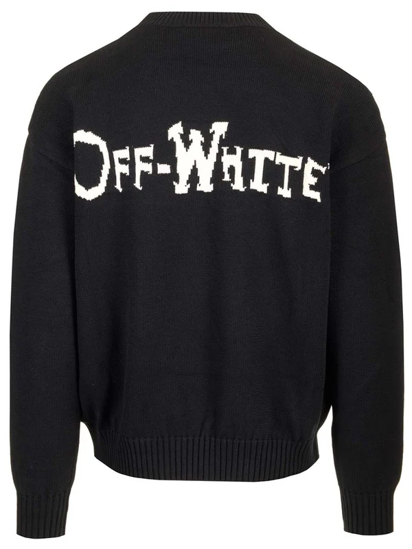 Jacquard Logo Crewneck Cotton Sweater - Image 2