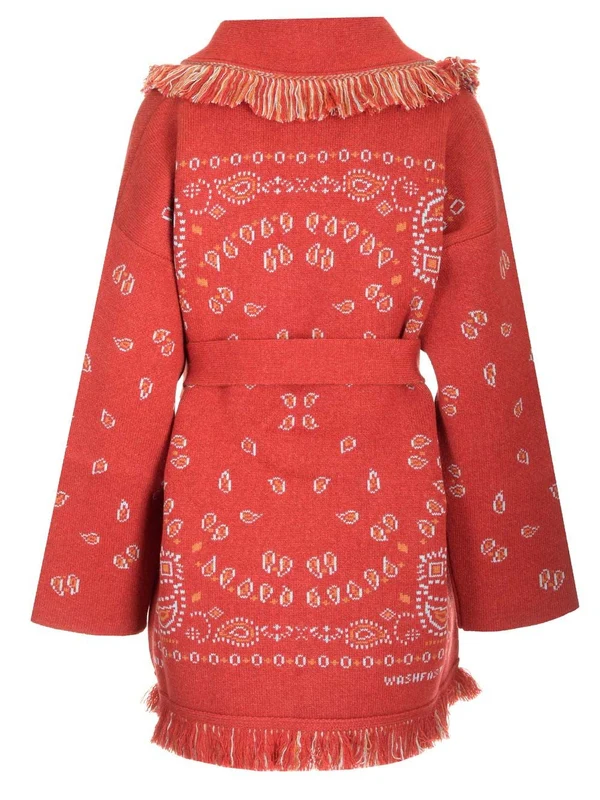 Bandana Pattern Shawl Collar Cashmere Cardigan - Image 2