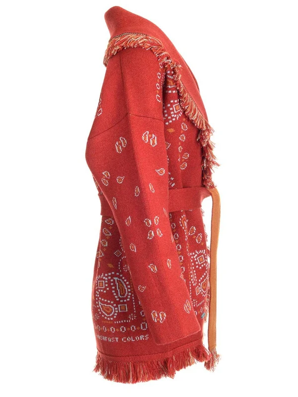 Bandana Pattern Shawl Collar Cashmere Cardigan - Image 3
