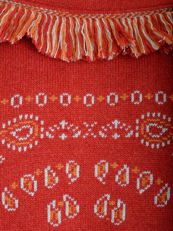 Bandana Pattern Shawl Collar Cashmere Cardigan - Image 5