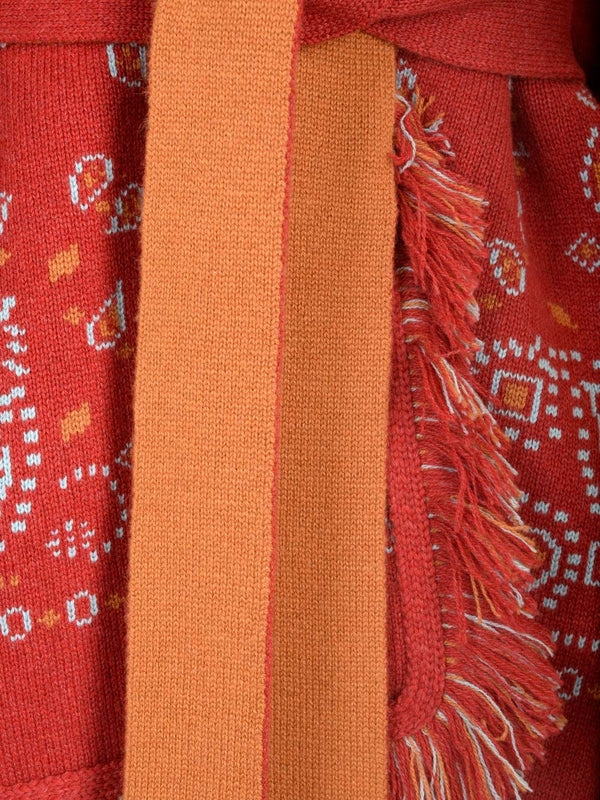 Bandana Pattern Shawl Collar Cashmere Cardigan - Image 6