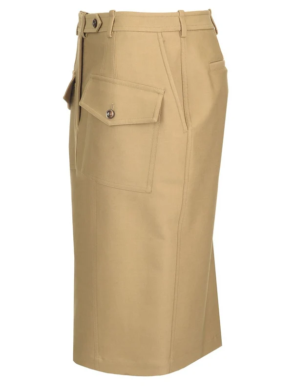 Stretch Cotton Twill Midi Skirt - Image 3