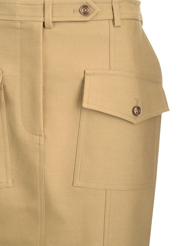 Stretch Cotton Twill Midi Skirt - Image 4